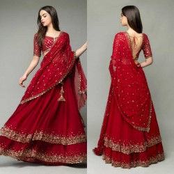 Best seller two layer wedding lehenga choli with can can